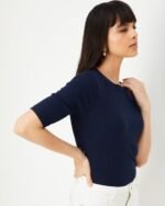 Women Ribbed Round-Neck Top - Image 3
