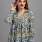 ABSTRACT GEOMETRICAL PRINTED WOMEN'S TOP