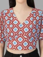 Crop Tops for Women Western Wear Maroon - Image 3